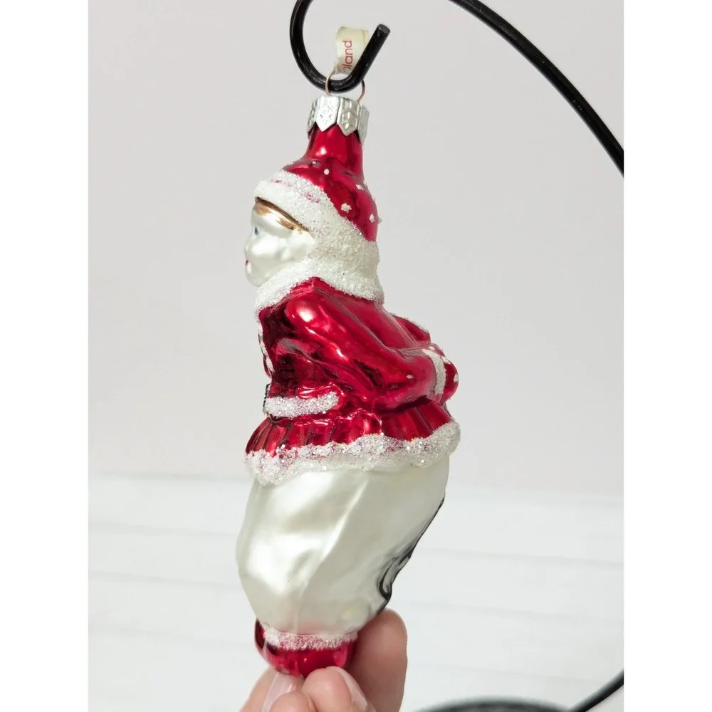 Vintage Ice Skate Child Victorian Blown Glass Ornament 5